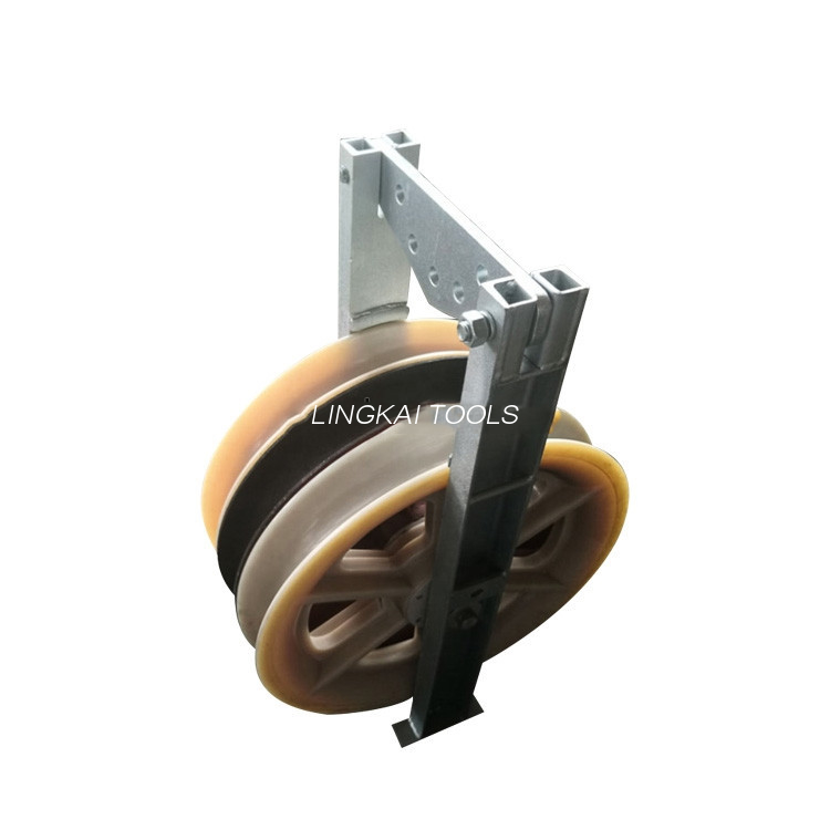 822mm Diameter Besar Transmisi Overhead Kabel Roller Nilon Sheave Block Pulley Wih Tiga Roda