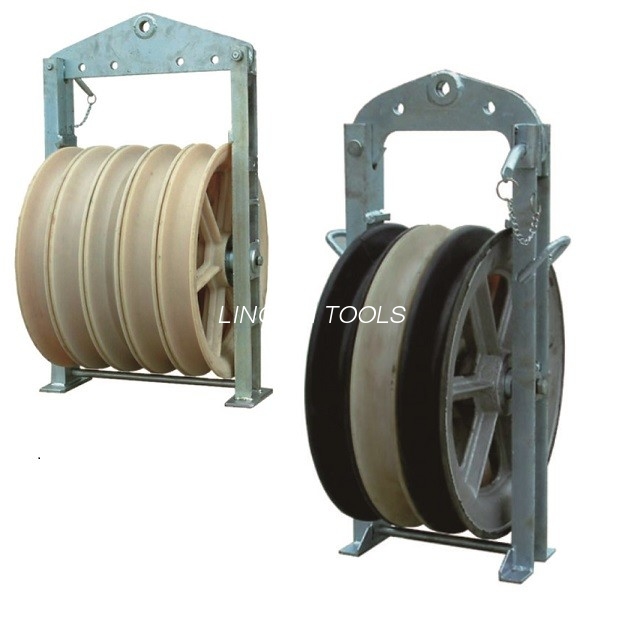 660x100 Three Nylon Sheave Pilot Buundle Condcutor Stringing Block Kanggo Konstruksi Daya