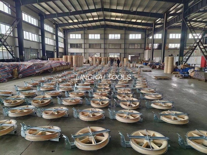 Telung Aluminium Sheaves Helicopter Stringing Blocks Kanggo Stringing The Pilot Rope