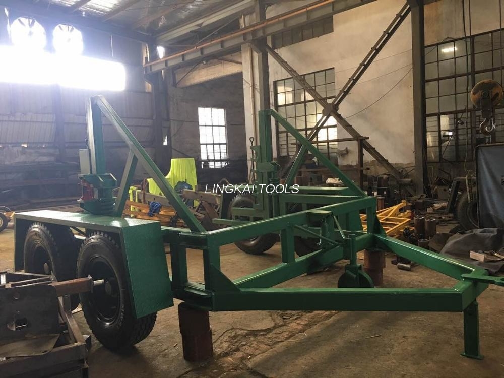 12 Ton Kapasitas Muatan Cable Drum Carrier Kanthi Permukaan Perawatan Spray Paint