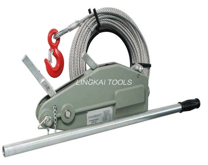4 T Kabel Manual Mesin Winch / Tirfor Winch Kanthi Tali Kawat 20M