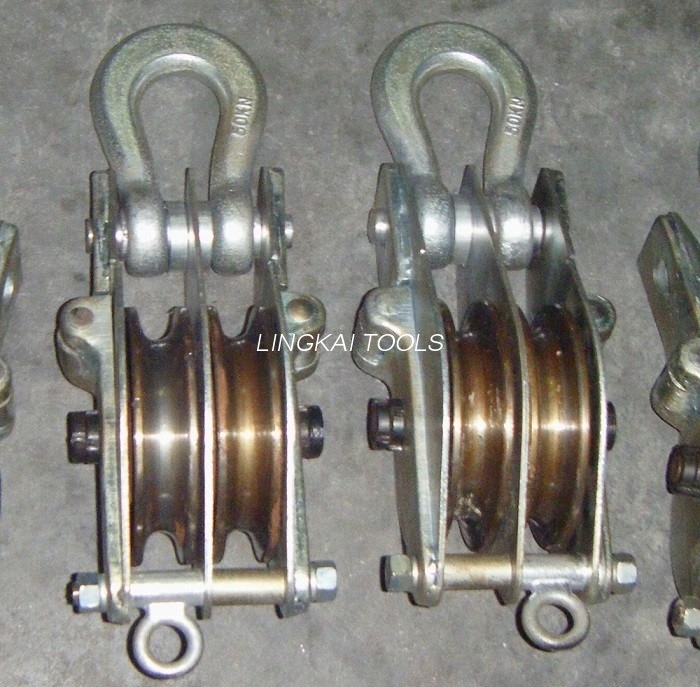 QHS 50KN Dual Sheave Hoisting Tackle Kanthi Loro Sisih Opening Iron Hoisting Block