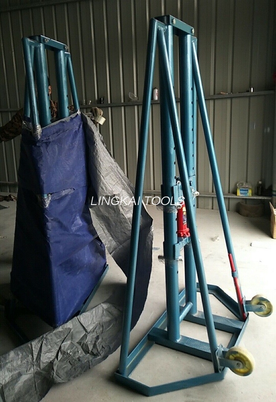 Luwes Underground Wire Reel Ngadeg Kabel Drum Tools 10T Kanthi Hydraulic Jack