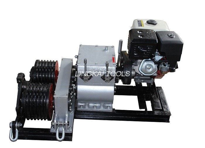 Mesin Bensin Honda Powered Winch 5T Kanthi Rong Drum Kabel Kanggo Tarik Tali Kawat