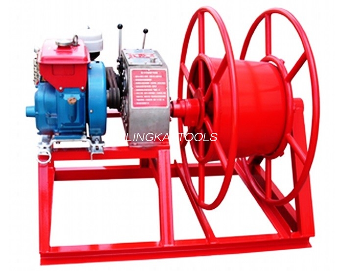 3600rpm Kecepatan 5 Ton Power Puller Winch Wire Take Up With GX160 Bensin Engine