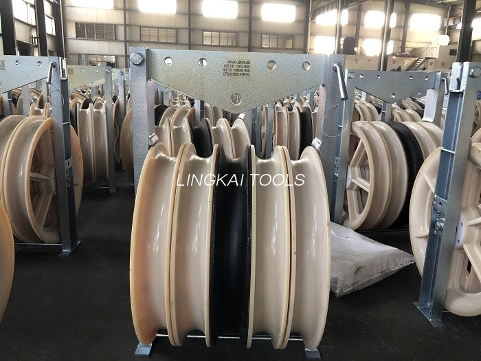 40KN MC Nylon Stringing Pulleys Bundled Konduktor Pulley Kanggo Transmisi Line